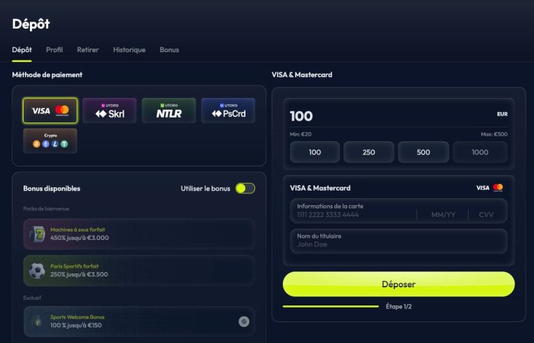 Winzter Casino paiements dépôt